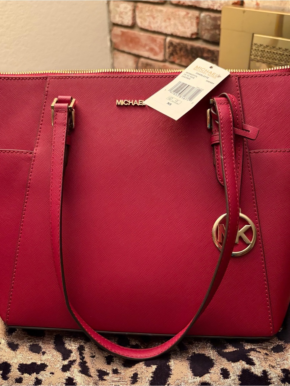 Michael Kors Pink Saffiano Tote with Gold Hardware